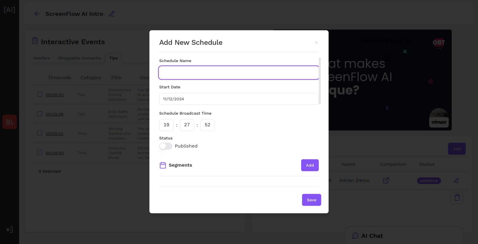 Schedules